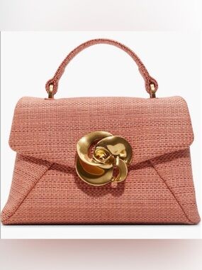 Ted Baker Poppy Rose Top Handle Satchel Pink Woven Rosette Bag NWT